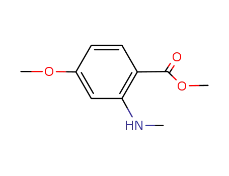 Molecular Structure of 181434-39-9 (Benzoic acid, 4-methoxy-2-(methylamino)-, methyl ester (9CI))