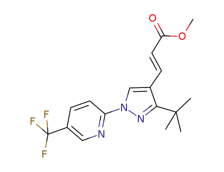 Molecular Structure of 628331-82-8 (2-Propenoic acid,
3-[3-(1,1-dimethylethyl)-1-[5-(trifluoromethyl)-2-pyridinyl]-1H-pyrazol-4-yl
]-, methyl ester, (2E)-)
