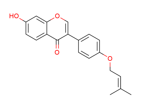 Molecular Structure of 130289-25-7 (4H-1-Benzopyran-4-one,7-hydroxy-3-[4-[(3-methyl-2-buten-1-yl)oxy]phenyl]-)