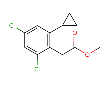 Molecular Structure of 1421620-37-2 (2,4-dichloro-6-cyclopropylphenylacetic acid methyl ester)