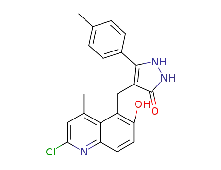 4-[(2-chloro-6-hydroxy-4-methylquinolin-5-yl)methyl]-5-(4-methylphenyl)-2,3-dihydro-1H-pyrazol-3-one
