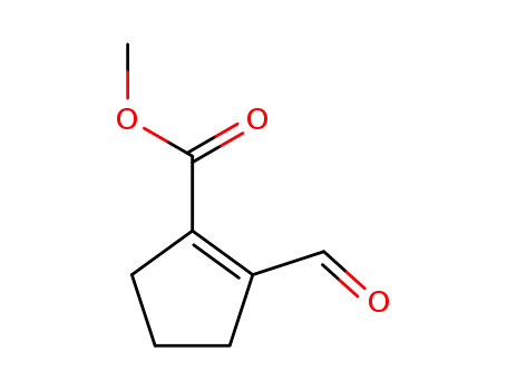 Molecular Structure of 64110-03-8 (1-Cyclopentene-1-carboxylic acid, 2-formyl-, methyl ester)
