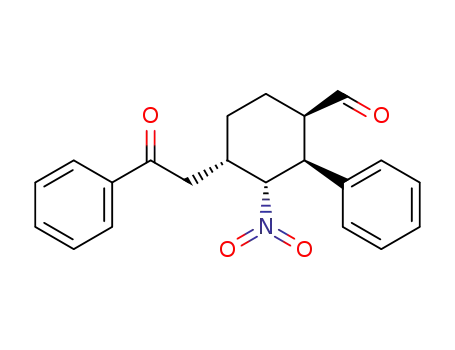Molecular Structure of 1646293-46-0 ((1R,2S,3R,4S)-3-nitro-4-(2-oxo-2-phenylethyl)-2-phenylcyclohexanecarbaldehyde)