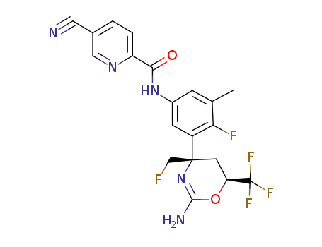N-(3-((4S,6S)-2-amino-4-(fluoromethyl)-6-(trifluoromethyl)-5,6-dihydro-4H-1,3-oxazin-4-yl)-4-fluoro-5-methylphenyl)-5-cyanopicolinamide
