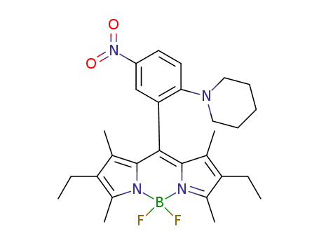 2,6-diethyl-4,4-difluoro-8-(2-piperidino-5-nitrophenyl)-1,3,5,7-tetramethyl-4-bora-3a,4a-diaza-s-indacene