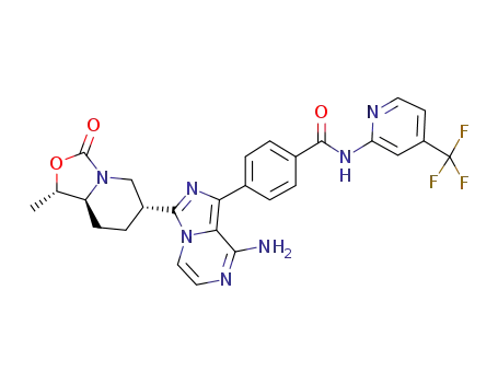 Molecular Structure of 1620673-62-2 (4-{8-amino-3-[(1S,6R,8aS)-1-methyl-3-oxohexahydro[1,3]oxazolo[3,4-a]pyridin-6-yl]imidazo[1,5-a]pyrazin-1-yl}-N-[4-(trifluoromethyl)pyridin-2-yl]benzamide)