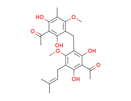 1-(3-(3-acetyl-2,4-dihydroxy-6-methoxy-5-(3-methylbut-2-en-1-yl)benzyl)-2,6-dihydroxy-4-methoxy-5-methylphenyl)ethan-1-one