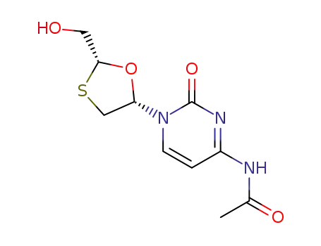 Molecular Structure of 158704-08-6 (4-acetylamino-1-[(2'R,5'S)-2'-(hydroxymethyl)-1,3-oxathiolan-5'-yl]-1,2-dihydropyrimidin-2-one)