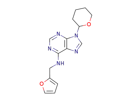 Molecular Structure of 109403-64-7 (N-(2-Furanylmethyl)-9-(tetrahydro-2H-pyran-2-yl)-9H-purin-6-amine)