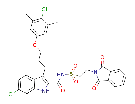 6-chloro-3-(3-(4-chloro-3,5-dimethylphenoxy)propyl)-N-((2-(1,3-dioxoisoindolin-2-yl)ethyl)sulfonyl)-1H-indole-2-carboxamide