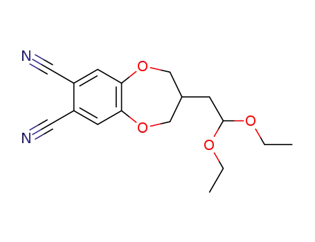 Molecular Structure of 1300042-58-3 (3-(2,2-diethoxyethyl)-3,4-dihydro-2H-benzo[b][1,4]dioxepine-7,8-dicarbonitrile)