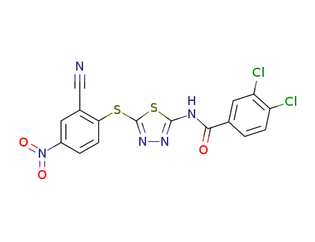 Molecular Structure of 244125-89-1 (3,4-dichloro-N-[5-(2-cyano-4-nitrophenylthio)-1,3,4-thiadiazol-2-yl]-benzamide)