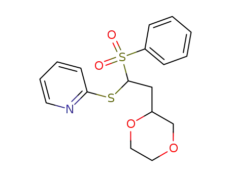 Molecular Structure of 132353-04-9 (Pyridine, 2-[[2-(1,4-dioxan-2-yl)-1-(phenylsulfonyl)ethyl]thio]-)