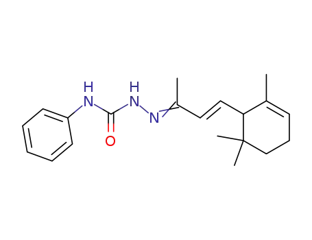 (+/-)-1<i>t</i>-(2.2.6-trimethyl-cyclohexen-<sup>(5)</sup>-yl)-buten-<sup>(1)</sup>-one-<sup>(3)</sup>-(4-phenyl semicarbazone)