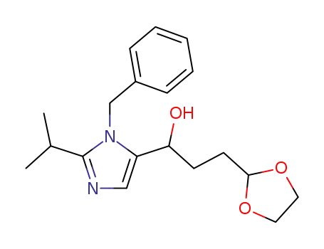 Molecular Structure of 41030-03-9 (1-(3-benzyl-2-isopropyl-3<i>H</i>-imidazol-4-yl)-3-[1,3]dioxolan-2-yl-propan-1-ol)