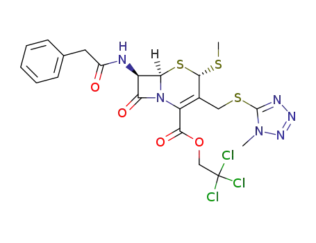 Molecular Structure of 68474-86-2 ((6<i>R</i>)-4<i>c</i>-methylsulfanyl-3-(1-methyl-1<i>H</i>-tetrazol-5-ylsulfanylmethyl)-8-oxo-7<i>t</i>-(2-phenyl-acetylamino)-(6<i>r</i><i>H</i>)-5-thia-1-aza-bicyclo[4.2.0]oct-2-ene-2-carboxylic acid 2,2,2-trichloro-ethyl ester)