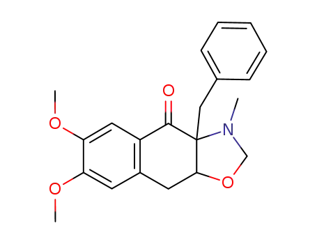 Molecular Structure of 64120-26-9 (Naphth[2,3-d]oxazol-4(2H)-one,
3,3a,9,9a-tetrahydro-6,7-dimethoxy-3-methyl-3a-(phenylmethyl)-)