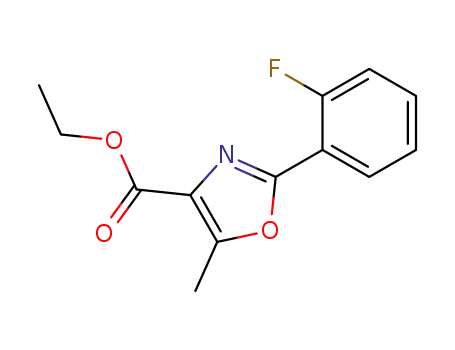 Molecular Structure of 61151-98-2 (4-Oxazolecarboxylic acid, 2-(2-fluorophenyl)-5-methyl-, ethyl ester)