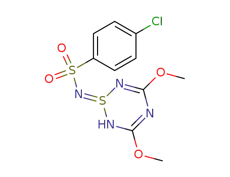 Molecular Structure of 77364-56-8 (Benzenesulfonamide,
4-chloro-N-(3,5-dimethoxy-1l4-1,2,4,6-thiatriazin-1-yl)-)
