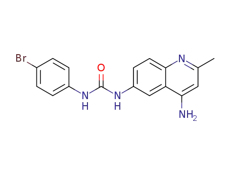Molecular Structure of 2706-25-4 (<i>N</i>-(4-amino-2-methyl-[6]quinolyl)-<i>N</i>'-(4-bromo-phenyl)-urea)