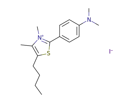Molecular Structure of 17790-35-1 (5-butyl-2-[4-(dimethylamino)phenyl]-3,4-dimethyl-1,3-thiazol-3-ium iodide)