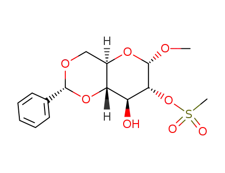 Molecular Structure of 139893-71-3 (methyl 4,6-O-benzylidene-α-D-glucopyranoside 2-O-methanesulfonate)