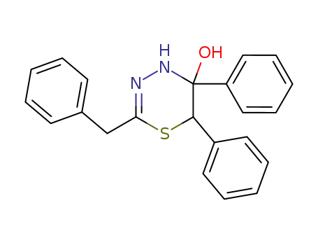 Molecular Structure of 62625-52-9 (4H-1,3,4-Thiadiazin-5-ol, 5,6-dihydro-5,6-diphenyl-2-(phenylmethyl)-)