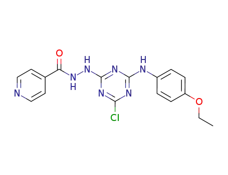Molecular Structure of 77576-56-8 (4-Pyridinecarboxylic acid,
2-[4-chloro-6-[(4-ethoxyphenyl)amino]-1,3,5-triazin-2-yl]hydrazide)