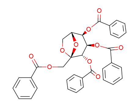 Molecular Structure of 120857-20-7 (Tetra-<i>O</i>-benzoyl-β-D-<i>altro</i>-2,7-anhydro-[2]heptulopyranose)