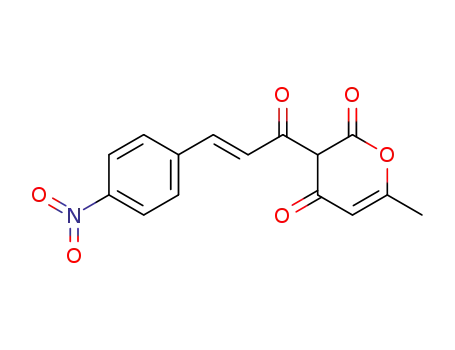 Molecular Structure of 54756-16-0 (2H-Pyran-2,4(3H)-dione,
6-methyl-3-[3-(4-nitrophenyl)-1-oxo-2-propenyl]-)