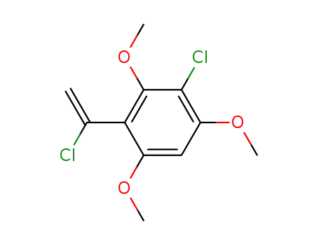 Molecular Structure of 29784-37-0 (2,4,6-Trimethoxy-3-chlor-1-(α-chlorvinyl)benzol)