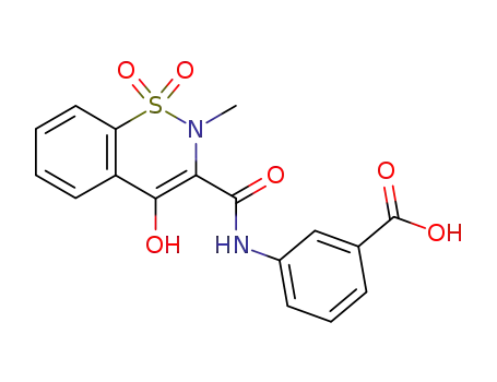 Molecular Structure of 67322-68-3 (3-(2-methyl-1,1,4-trioxo-1,2,3,4-tetrahydro-1λ<sup>6</sup>-benzo[<i>e</i>][1,2]thiazine-3-carbonylamino)-benzoic acid)
