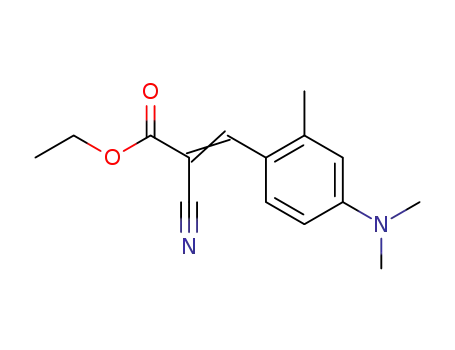 Molecular Structure of 22269-54-1 (2-cyano-3-(4-dimethylamino-2-methyl-phenyl)-acrylic acid ethyl ester)