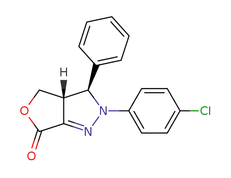 Molecular Structure of 61364-04-3 (6H-Furo[3,4-c]pyrazol-6-one,
2-(4-chlorophenyl)-2,3,3a,4-tetrahydro-3-phenyl-, cis-)
