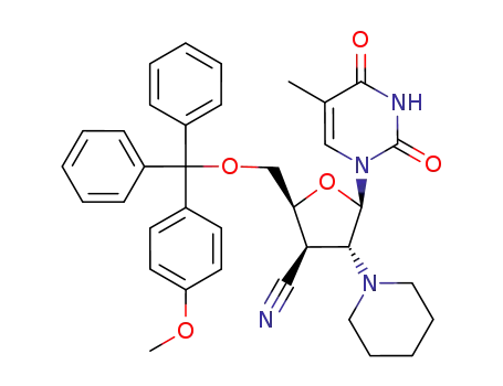 1-<5'-O-(4-monomethoxytrityl)-2',3'-dideoxy-3'(S)-3'-C-cyano-2'(R)-2'-(1-piperidino)-β-D-glycero-pentofuranosyl>thymine