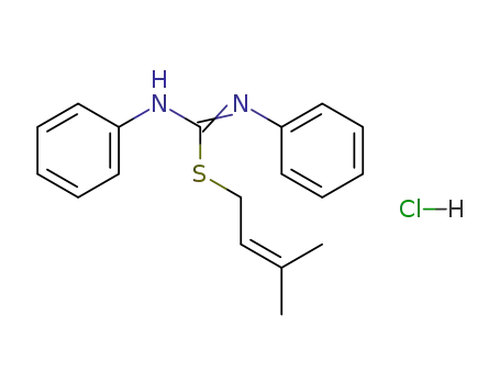 Molecular Structure of 109733-42-8 (<i>S</i>-(3-methyl-but-2-enyl)-<i>N</i>,<i>N</i>'-diphenyl-isothiourea; hydrochloride)