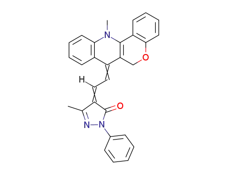5-methyl-4-[2-(12-methyl-6,12-dihydro-chromeno[4,3-<i>b</i>]quinolin-7-ylidene)-ethylidene]-2-phenyl-2,4-dihydro-pyrazol-3-one