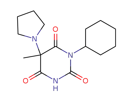Molecular Structure of 83128-80-7 ((-)-1-Cyclohexyl-5-methyl-5-pyrrolidino-barbitursaeure)