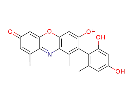 3H-Phenoxazin-3-one,
8-(2,4-dihydroxy-6-methylphenyl)-7-hydroxy-1,9-dimethyl-