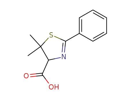 Molecular Structure of 51932-22-0 (4-Thiazolecarboxylic acid, 4,5-dihydro-5,5-dimethyl-2-phenyl-)