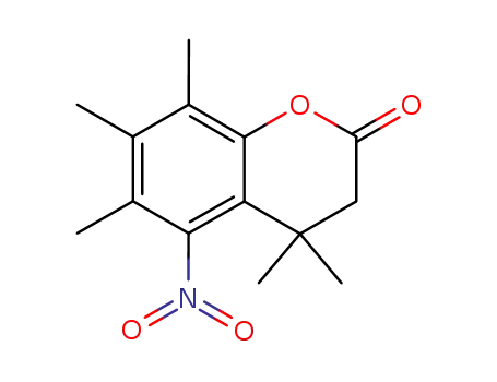 Molecular Structure of 63897-79-0 (2H-1-Benzopyran-2-one, 3,4-dihydro-4,4,6,7,8-pentamethyl-5-nitro-)