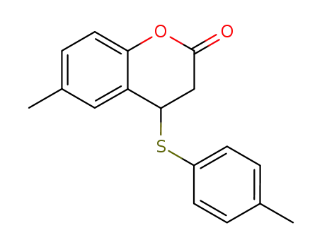 Molecular Structure of 109089-21-6 (6-methyl-4-<i>p</i>-tolylmercapto-chroman-2-one)