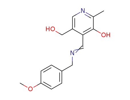 Molecular Structure of 31539-75-0 (5-hydroxymethyl-4-[(4-methoxy-benzylimino)-methyl]-2-methyl-pyridin-3-ol)