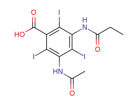 Molecular Structure of 19719-02-9 (3-(acetylamino)-2,4,6-triiodo-5-(propanoylamino)benzoic acid)