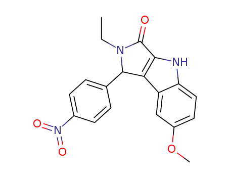 Molecular Structure of 83256-38-6 (2-Ethyl-7-methoxy-1-(4-nitro-phenyl)-1,4-dihydro-2H-pyrrolo[3,4-b]indol-3-one)