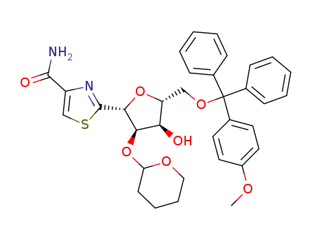 2-[(2R,3R,4R,5R)-4-Hydroxy-5-[(4-methoxy-phenyl)-diphenyl-methoxymethyl]-3-(tetrahydro-pyran-2-yloxy)-tetrahydro-furan-2-yl]-thiazole-4-carboxylic acid amide