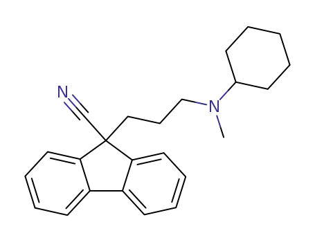 Molecular Structure of 141368-17-4 (9H-Fluorene-9-carbonitrile, 9-[3-(cyclohexylmethylamino)propyl]-)