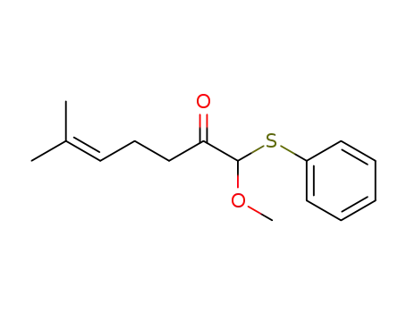 Molecular Structure of 89171-38-0 (5-Hepten-2-one, 1-methoxy-6-methyl-1-(phenylthio)-)