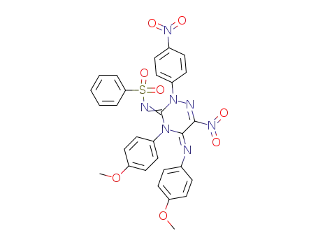 Benzenesulfonamide,
N-[4,5-dihydro-4-(4-methoxyphenyl)-5-[(4-methoxyphenyl)imino]-6-nitro-
2-(4-nitrophenyl)-1,2,4-triazin-3(2H)-ylidene]-