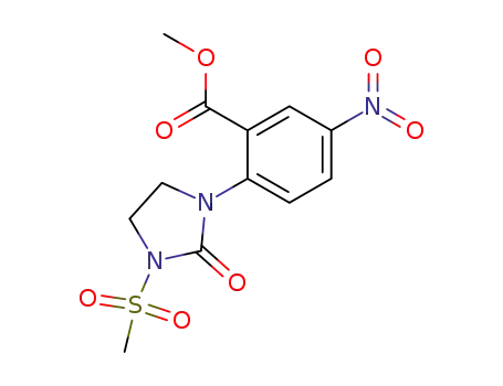 Molecular Structure of 85695-19-8 (Benzoic acid, 2-[3-(methylsulfonyl)-2-oxo-1-imidazolidinyl]-5-nitro-,
methyl ester)